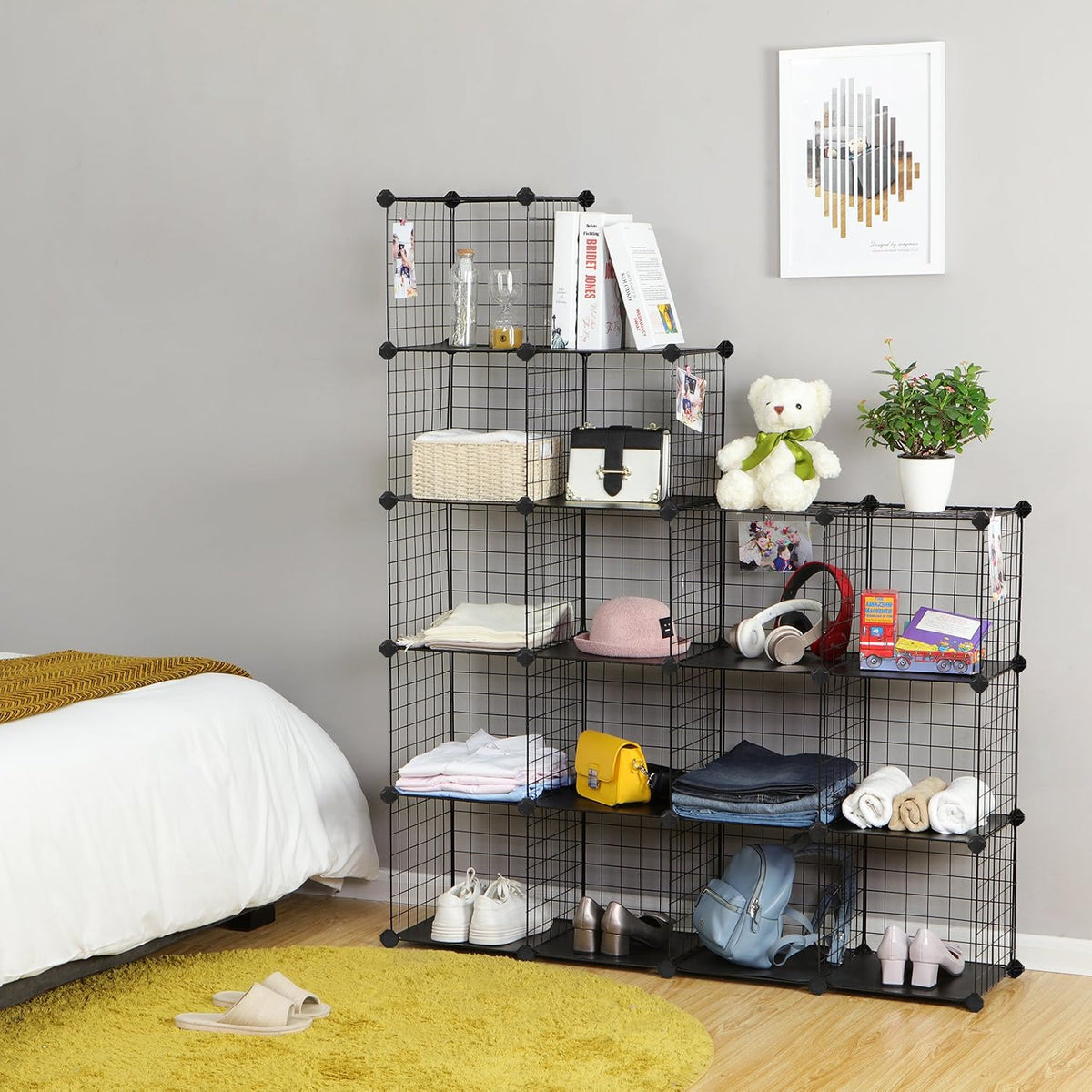 Würfelregal 16 Fächer Steckregal 123x31x123 cm Schwarz von Songmics