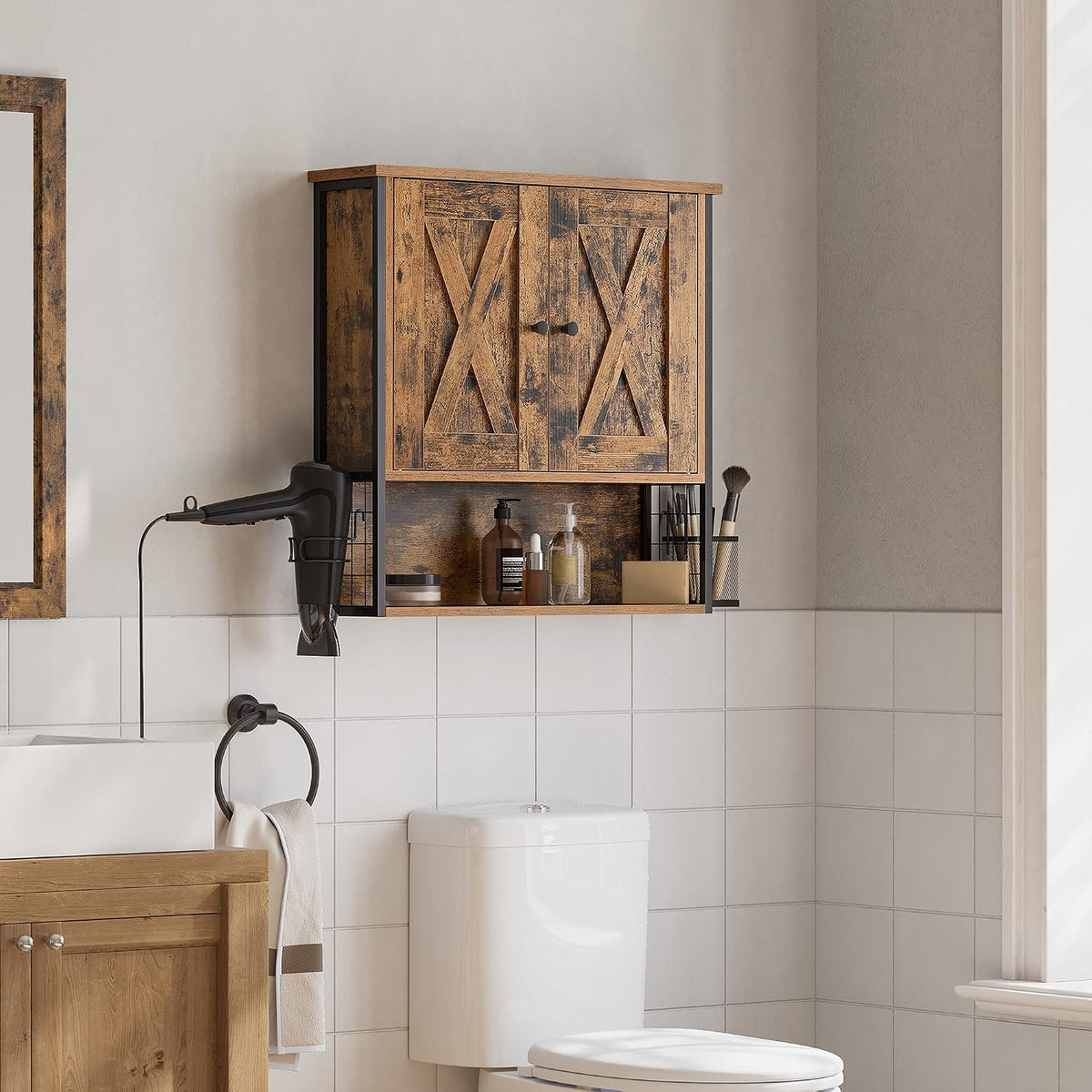 Waschbecken-Wandschrank 60x16x60 cm Industrial Braun von Songmics