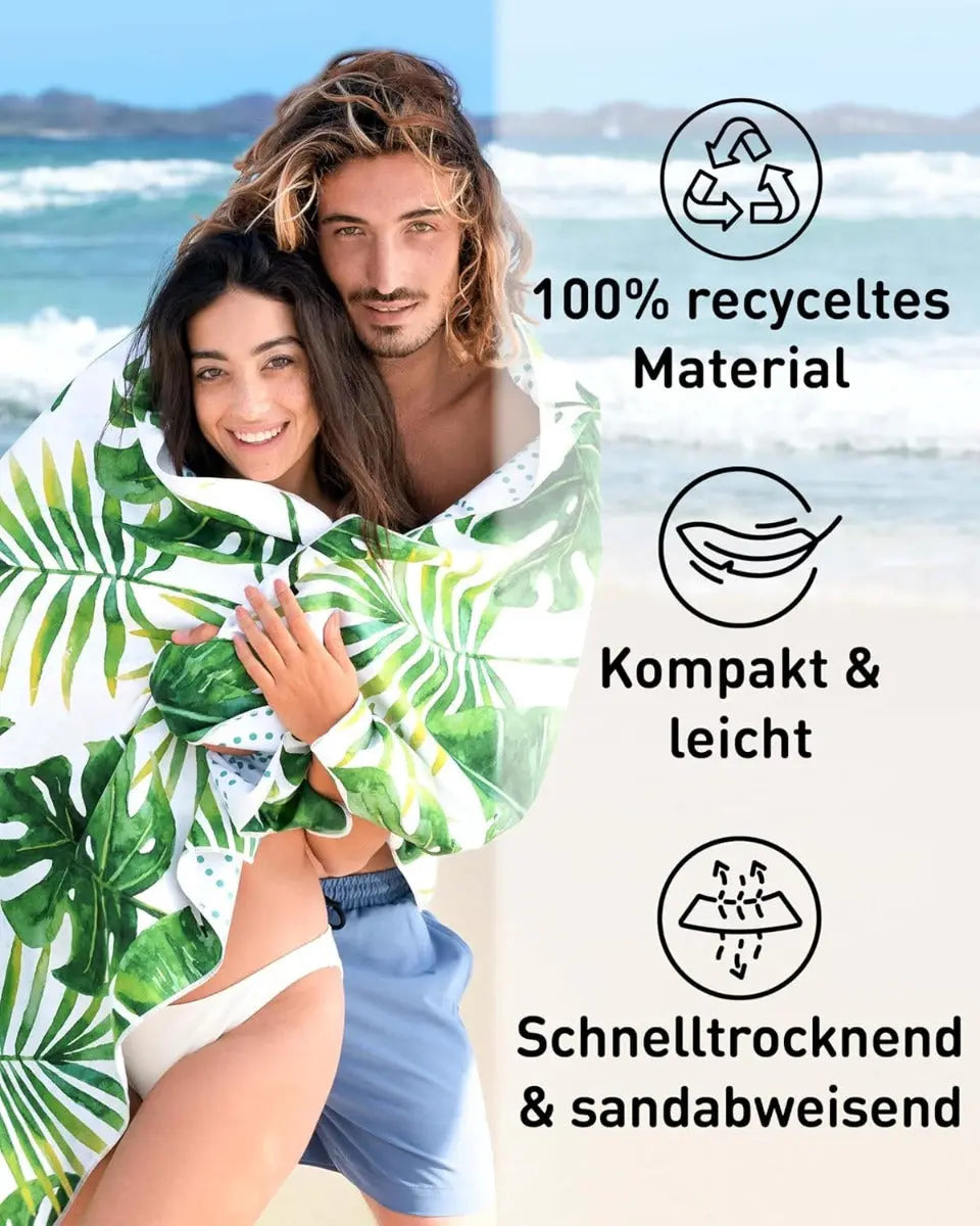 Strandtuch XXL Mikrofaser schnelltrocknendes Badetuch 160x90cm Tropic Leaves von guteszeug.ch