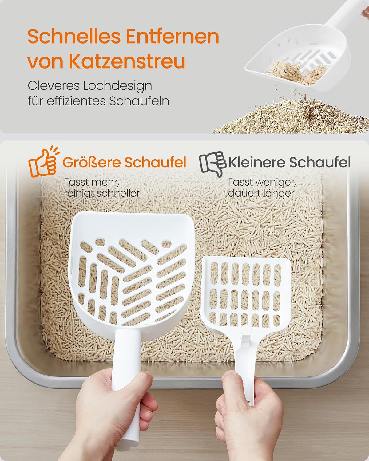 Katzentoilette Edelstahl offen 50x35x15 cm Silbergrau von Songmics
