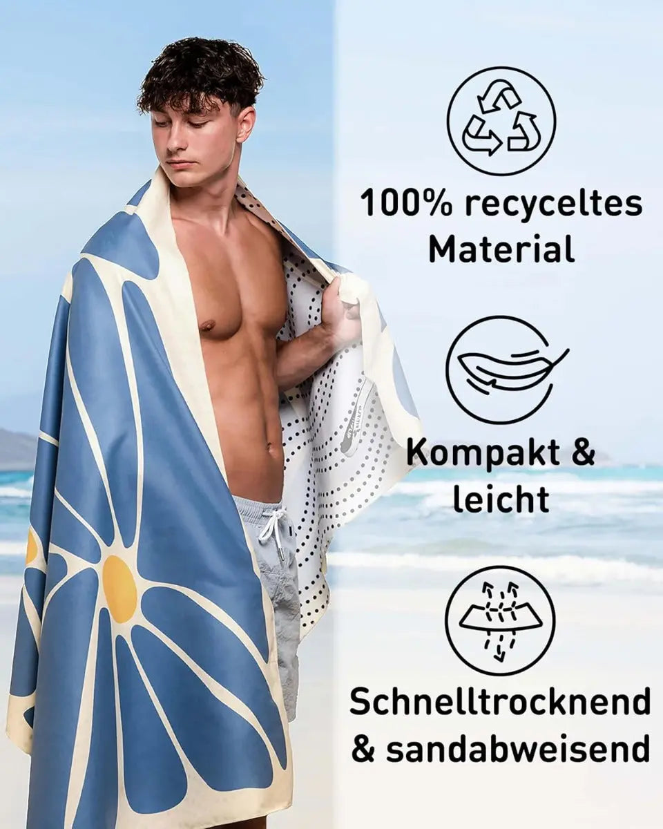 Strandtuch XXL Mikrofaser schnelltrocknendes Badetuch 160x90cm Groovy Flowers von guteszeug.ch