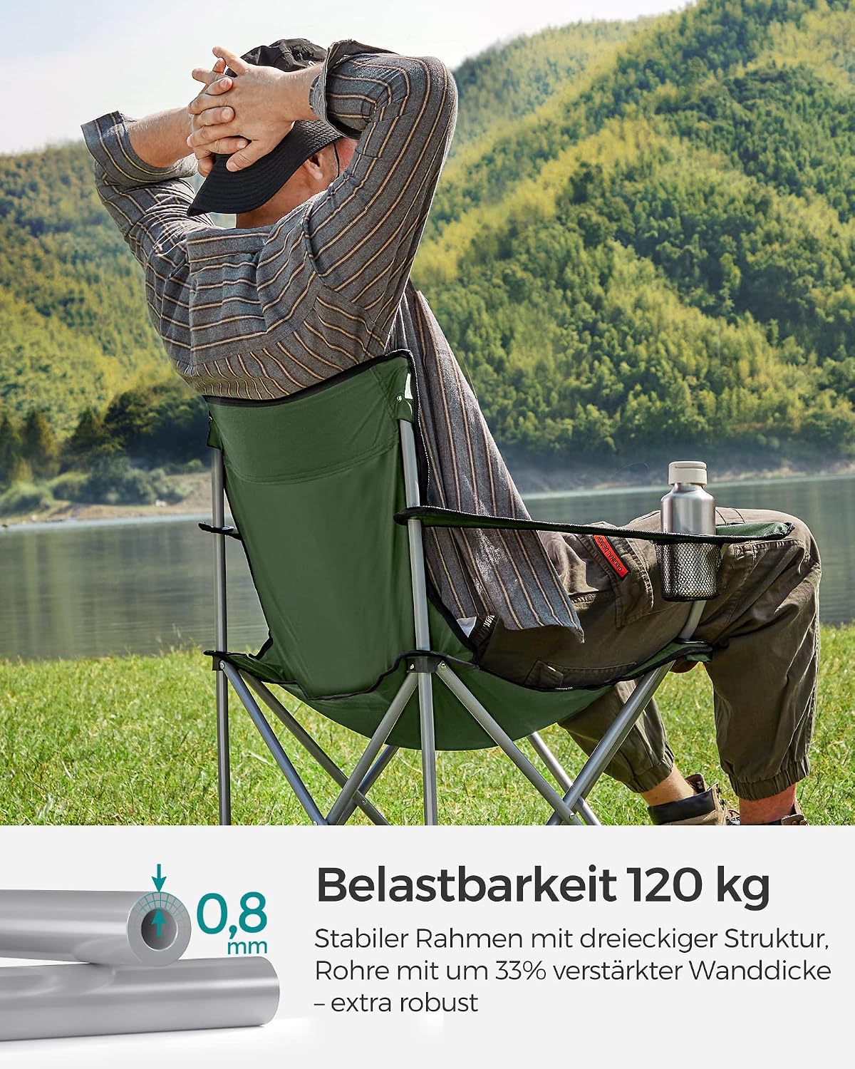 Campingstuhl 2er Set Faltstuhl 120 kg Seladongrün von Songmics