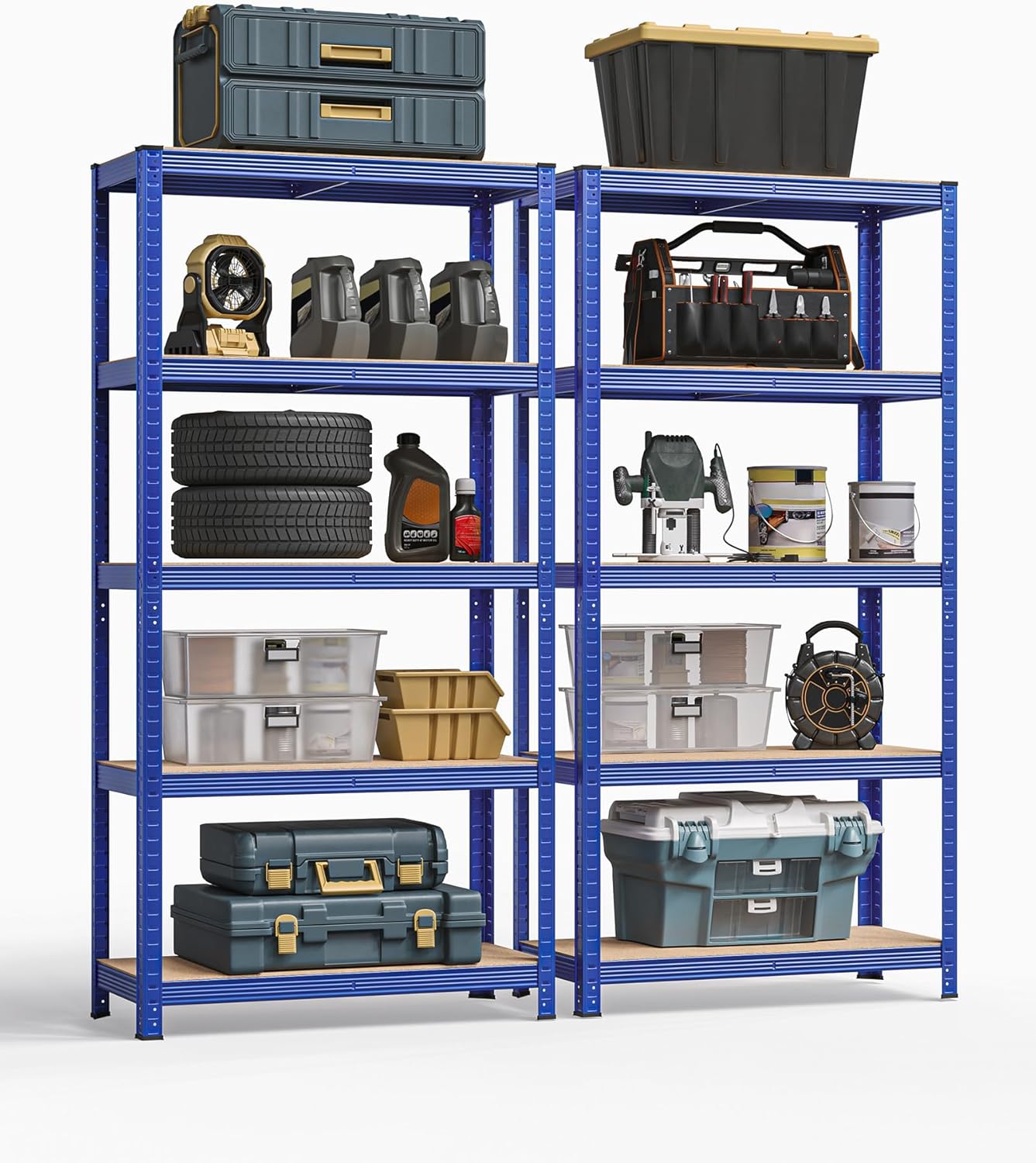Schwerlastregal 5 Böden 40x90x180 cm 875 kg blau 2er Set von Songmics