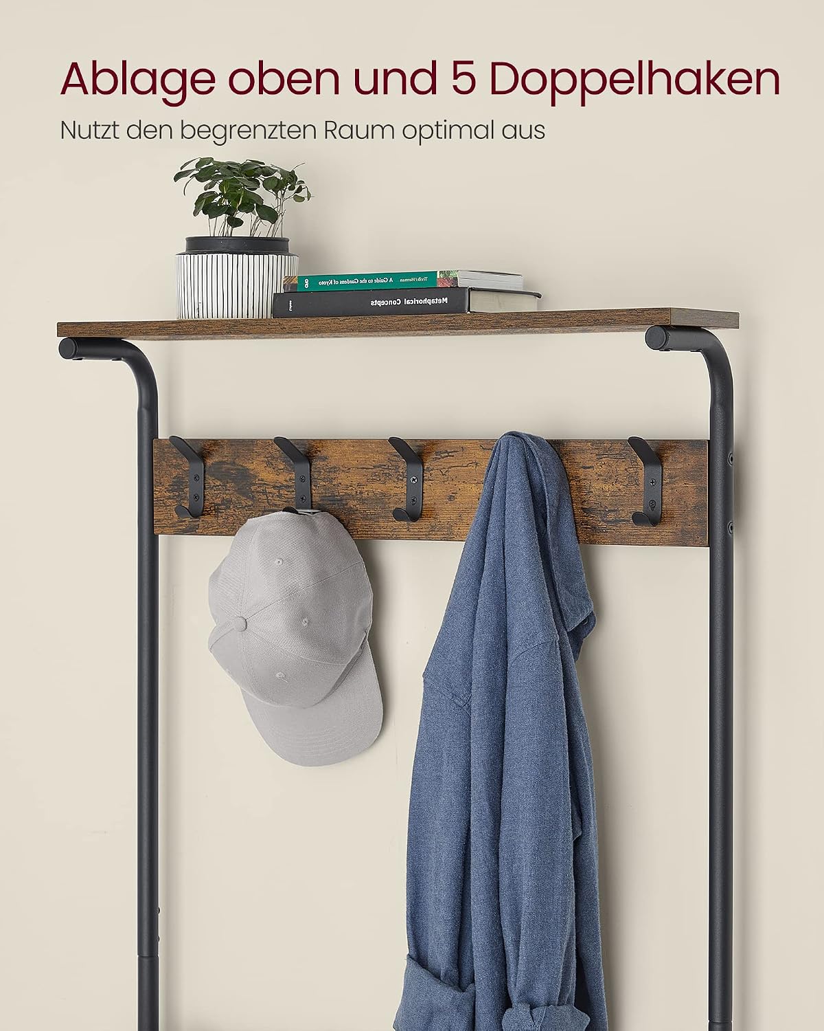 Garderobe Kleiderständer Schuhregal 68x31x183 cm Braun von Songmics