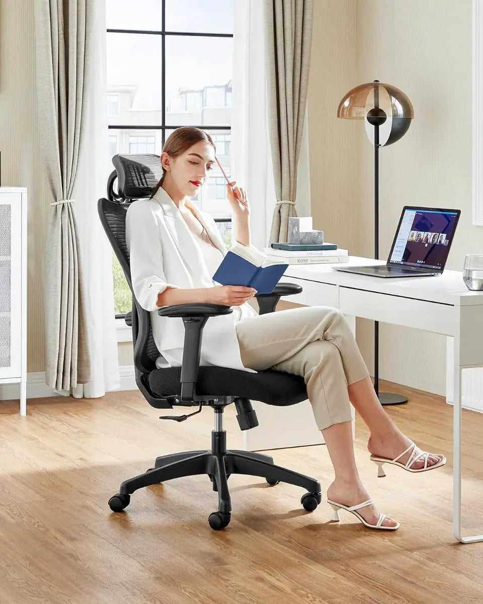 Bürostuhl Ergonomisch Computerstuhl Höhenverstellbar Schwarz von Songmics
