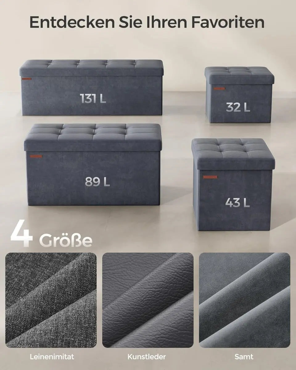 Sitzbank mit Stauraum Samt Grau von Songmics