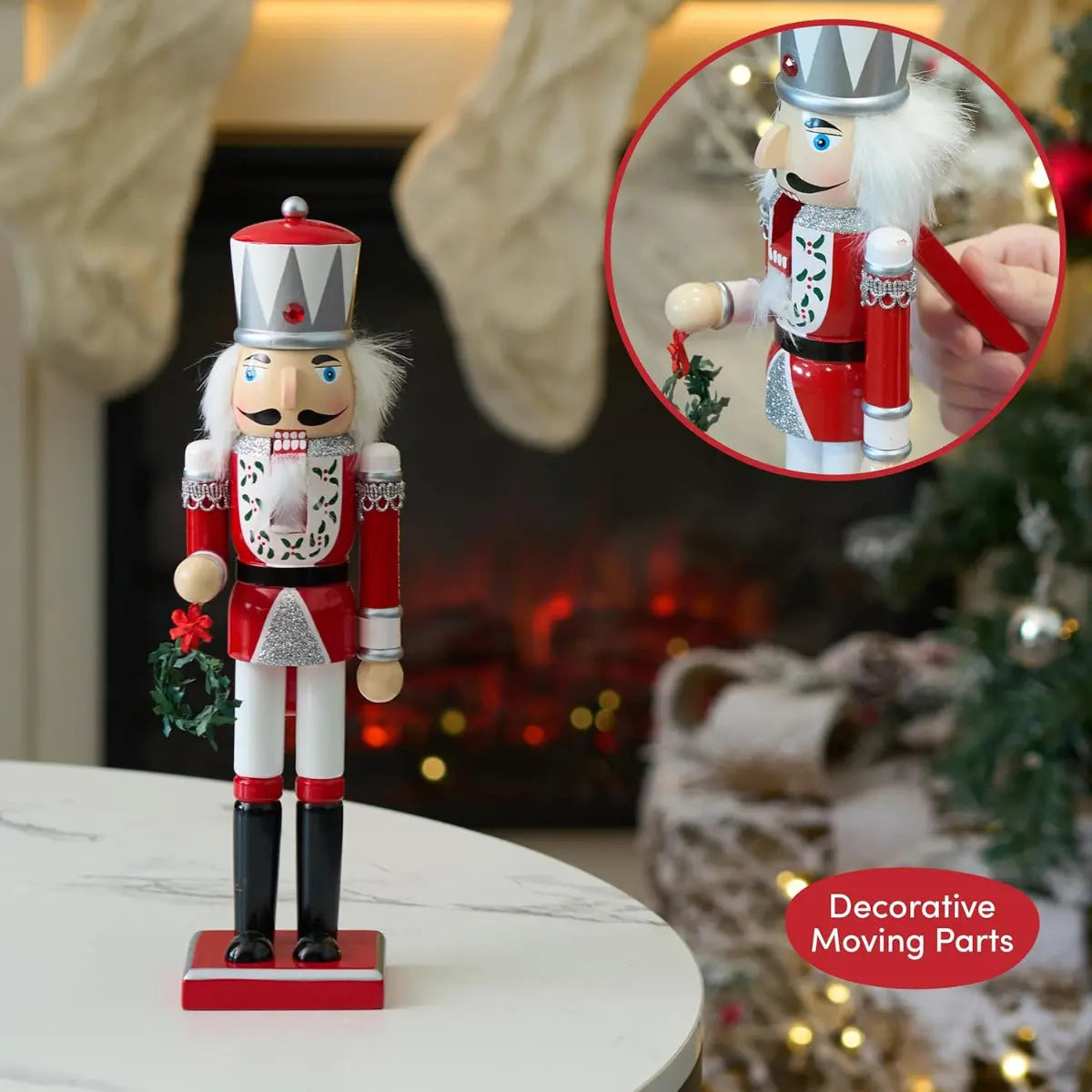 Weihnachts-Nussknacker Soldat rot silber 30cm von Twiddlers