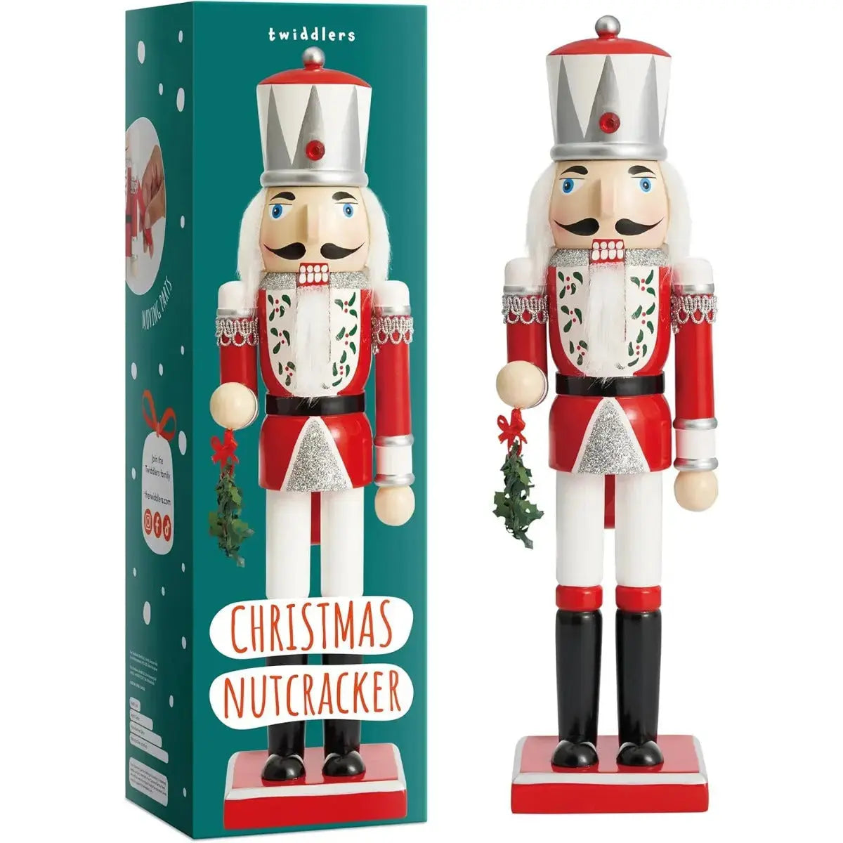 Weihnachts-Nussknacker Soldat rot silber 30cm von Twiddlers