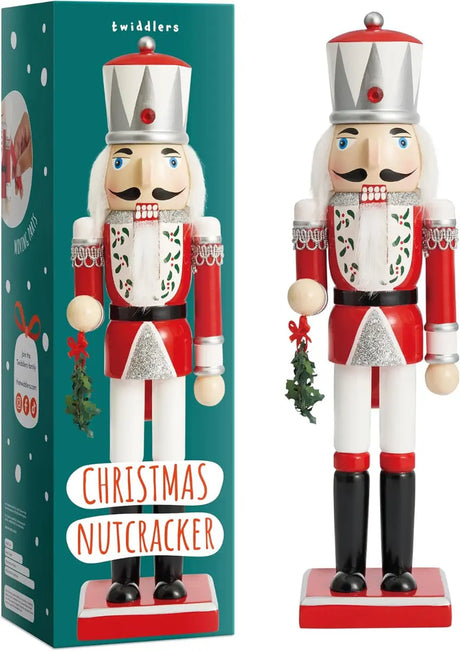 Weihnachts-Nussknacker Soldat rot silber 30cm von Twiddlers