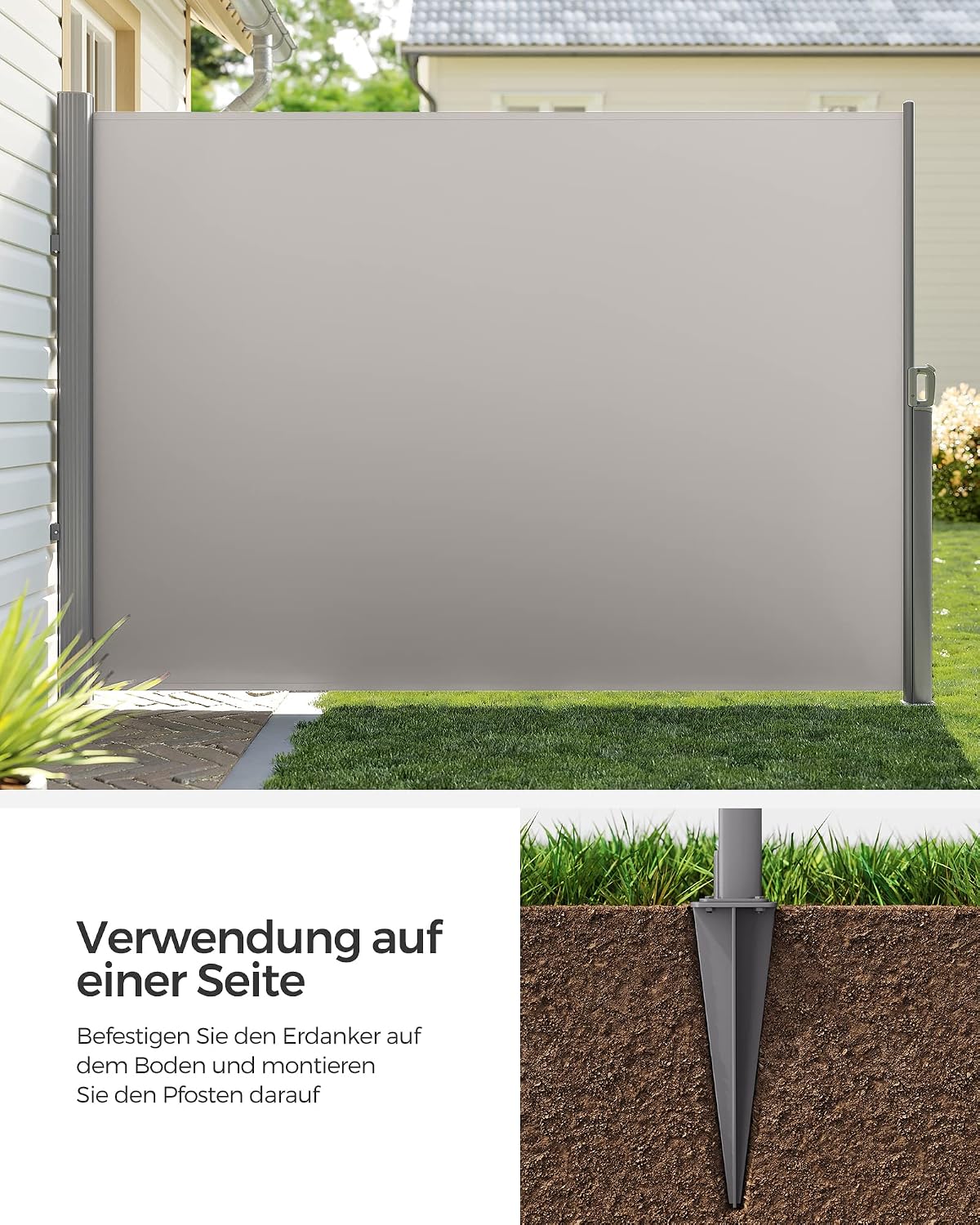 Erdanker für Seitenmarkise 11,5x11,5x46 cm Grau von Songmics