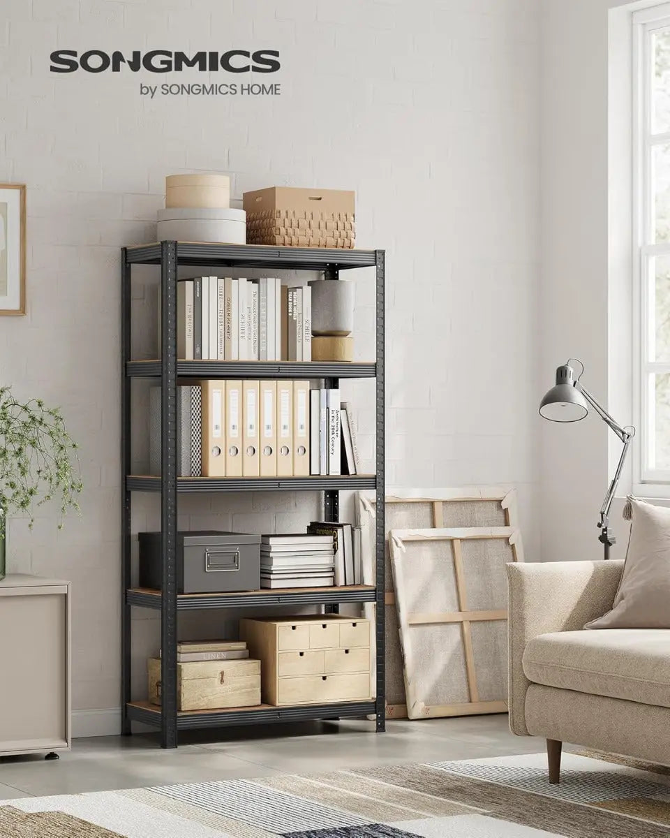 Standregal Industrie-Design mit 5 Ablagen, bis 875 kg belastbar, Vintagebraun-Schwarz von Songmics