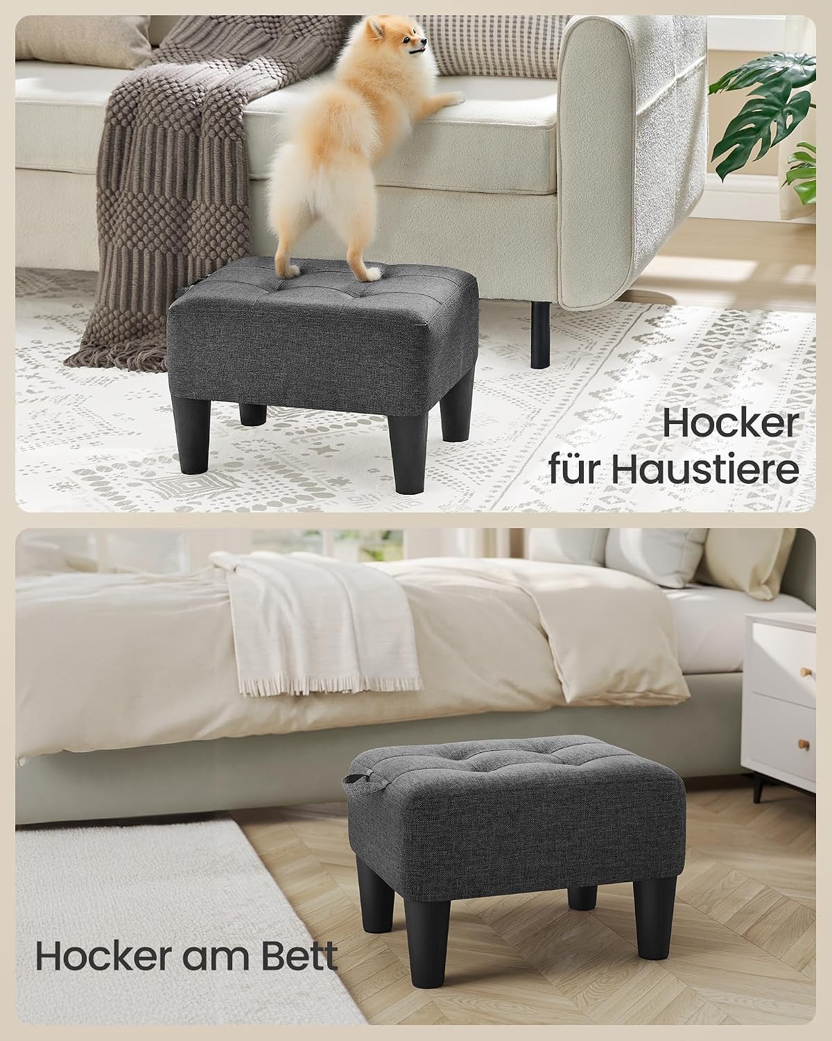 Fusshocker mit Stauraum 40x32x26 cm Schiefergrau von Songmics