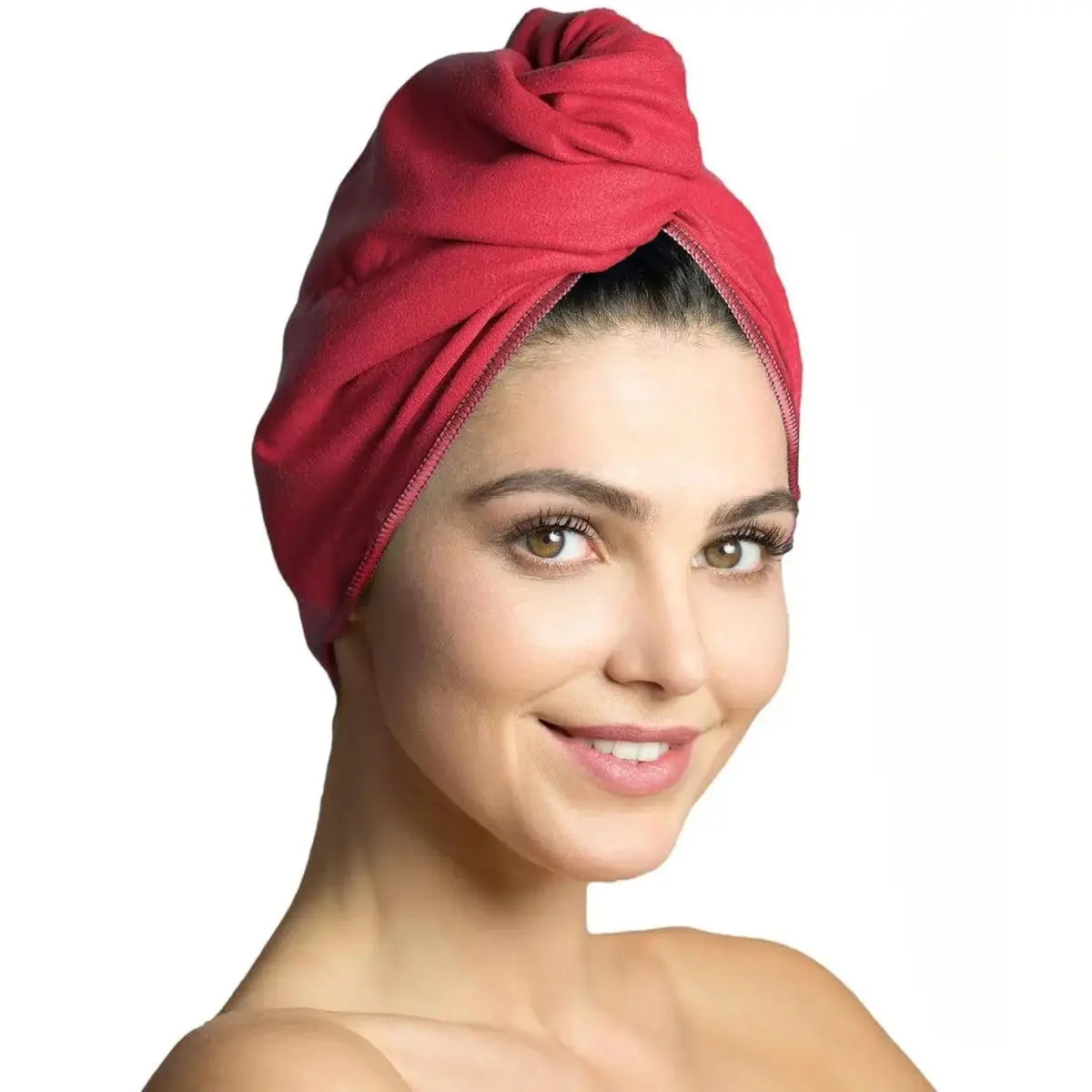 Haarturban Mikrofaser mit Knopf schnelltrocknend Koralle von guteszeug.ch