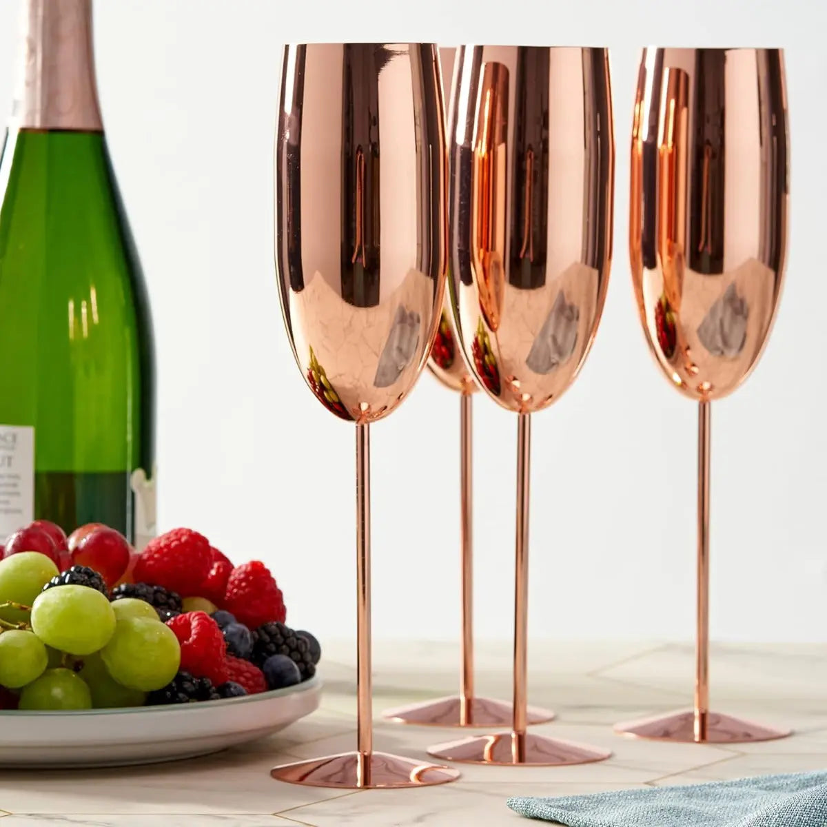 Edelstahl Sektgläser Flute Roségold 4er-Set von Oak & Steel