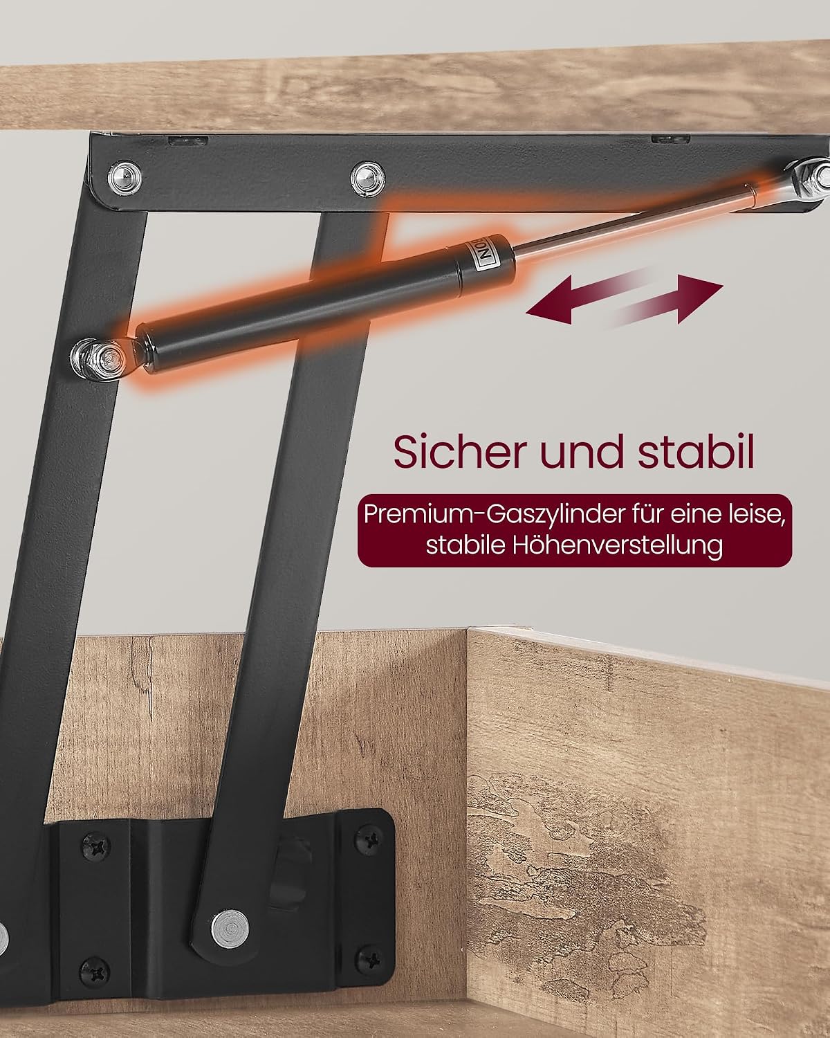 Couchtisch Lift-Top höhenverstellbar Kamelbraun 100x50x45 cm von Songmics