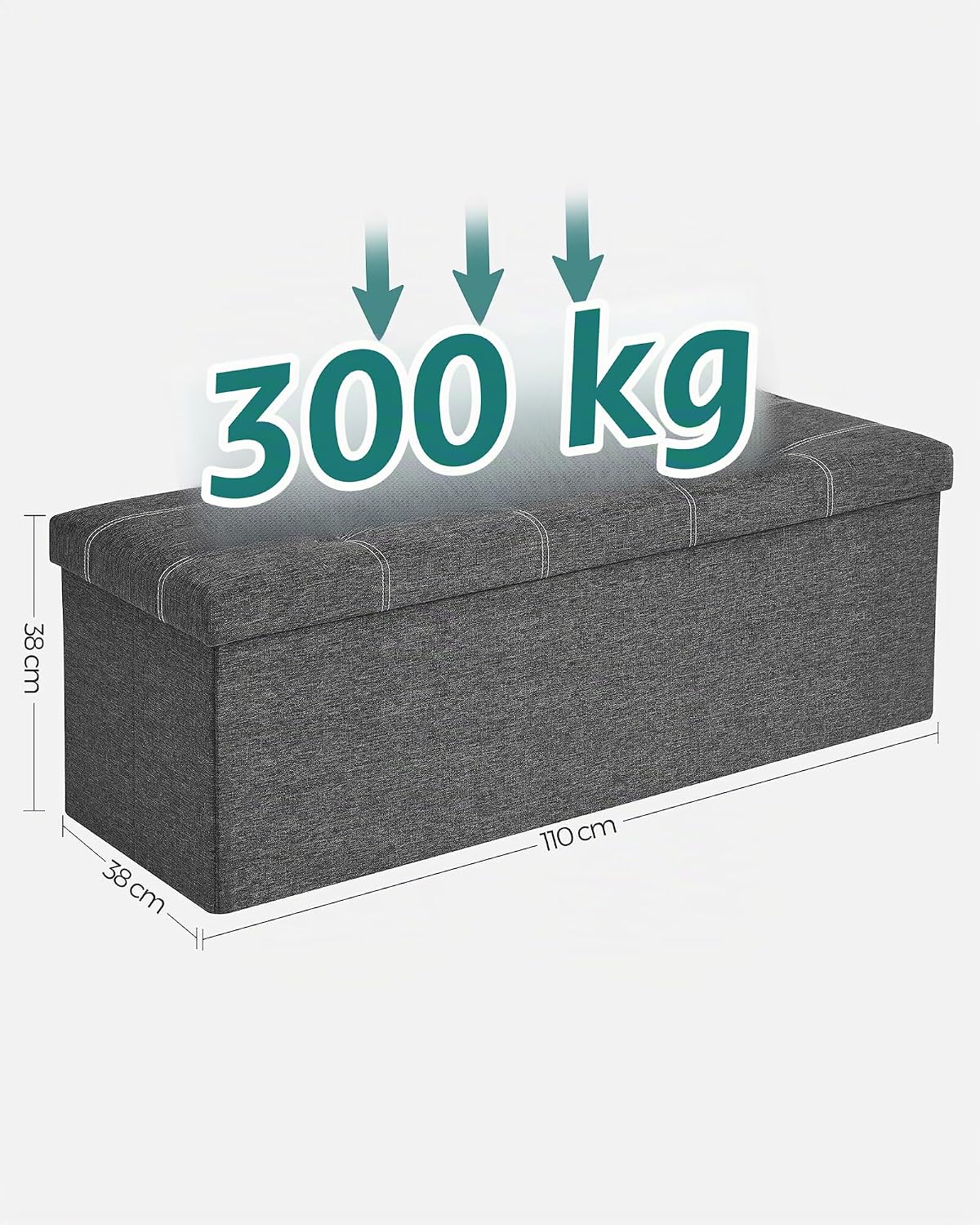 Sitztruhe faltbar 76x38x38 cm Aufbewahrungsbank Taubengrau von Songmics