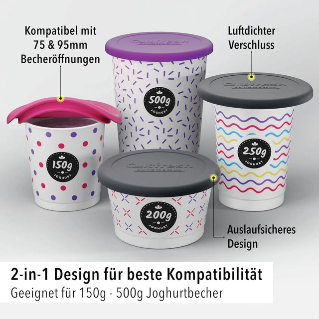 Mehrweg Frischedeckel für Joghurtbecher Schwarz von Qikfresh