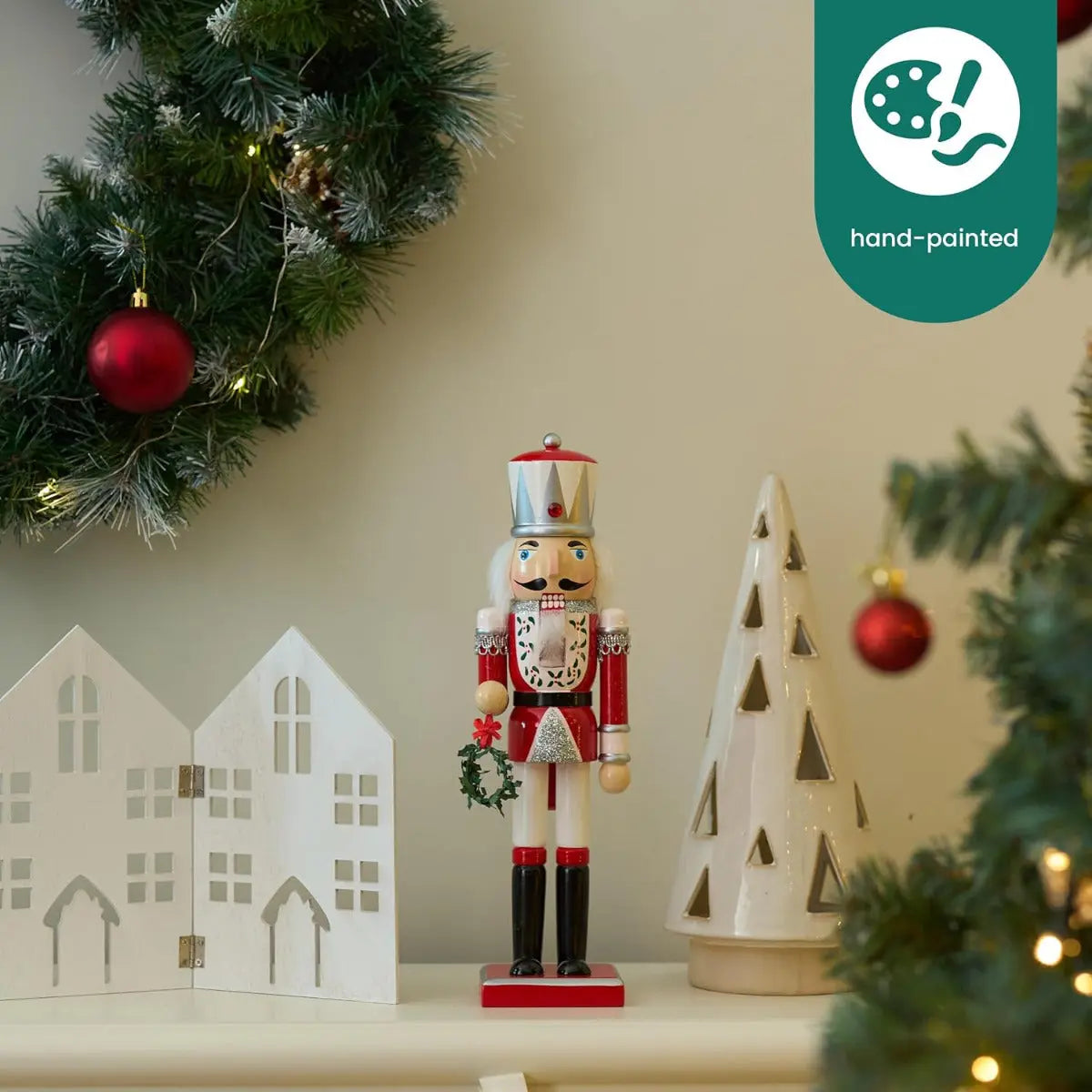 Weihnachts-Nussknacker Soldat rot silber 30cm von Twiddlers