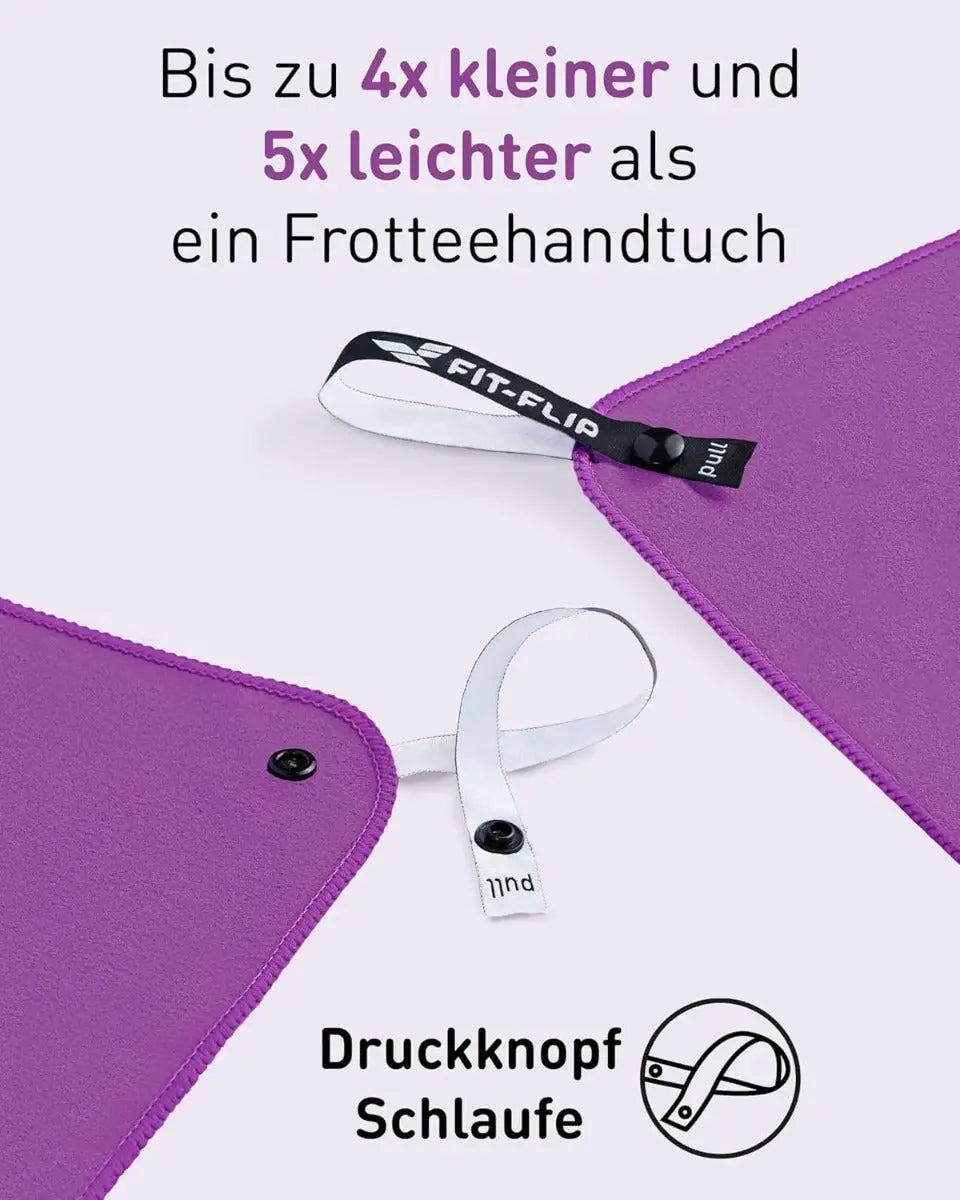 Mikrofaser Handtuch schnelltrocknend mit Tasche 80x160cm Violett von Fit-Flip