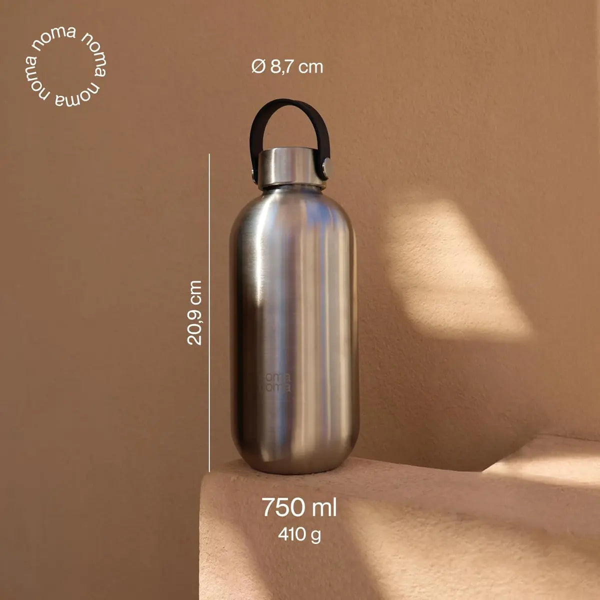 Trinkflasche Edelstahl auslaufsicher 750ml Ice Silver von noma noma