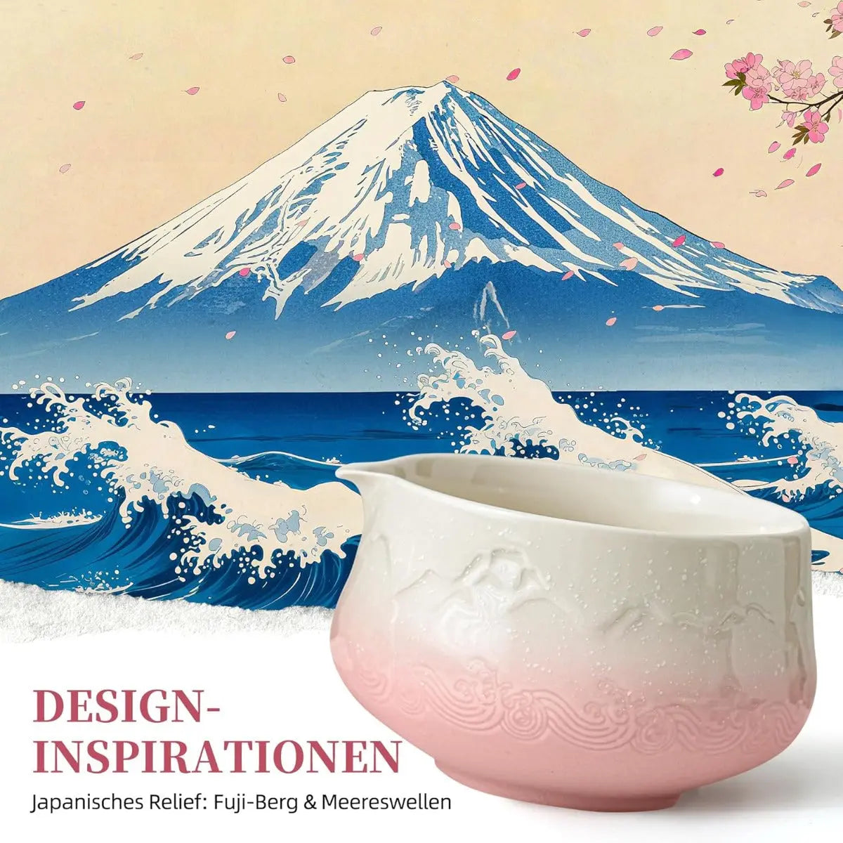 Matcha Set Pink Berg mit Ausgiessschale 7-tlg. von TEANAGOO