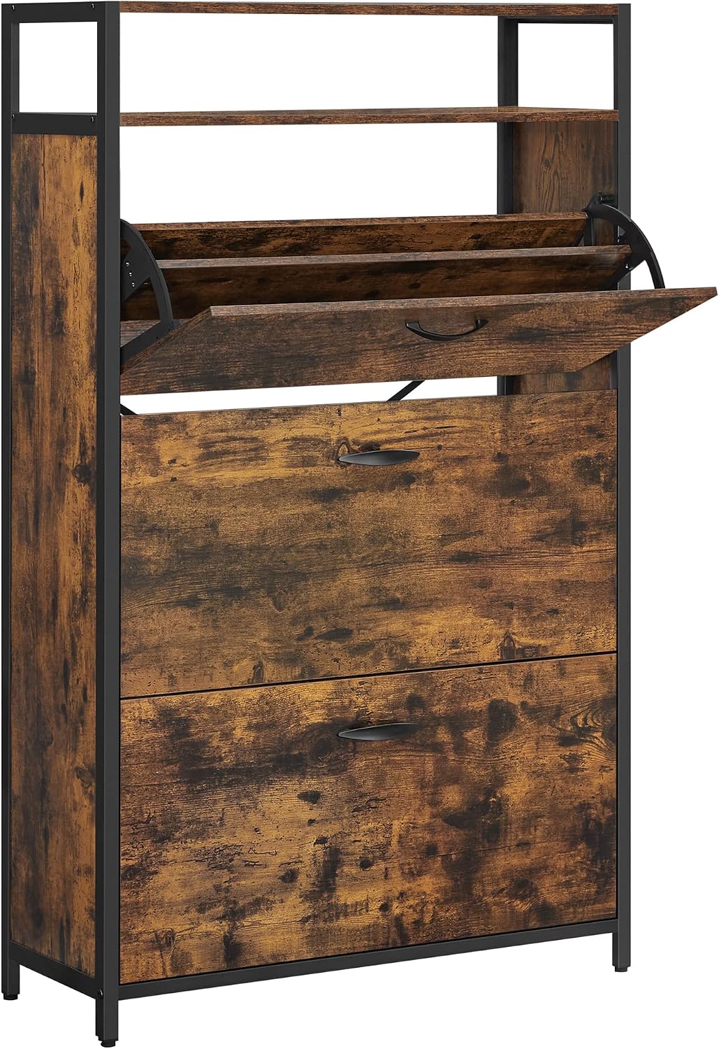 Schuhschrank 3 Fächer 80x30x131 cm Industrial Braun von Songmics