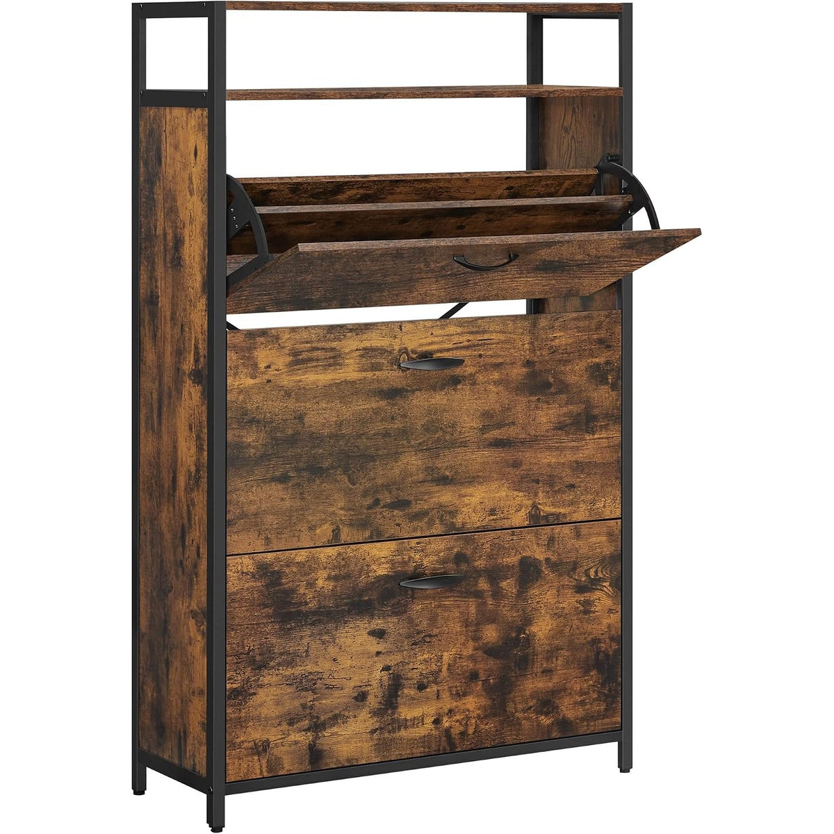 Schuhschrank 3 Fächer 80x30x131 cm Industrial Braun von Songmics