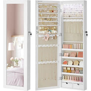 Schmuckschrank Wandmontage Spiegel Weiss Holz von Songmics
