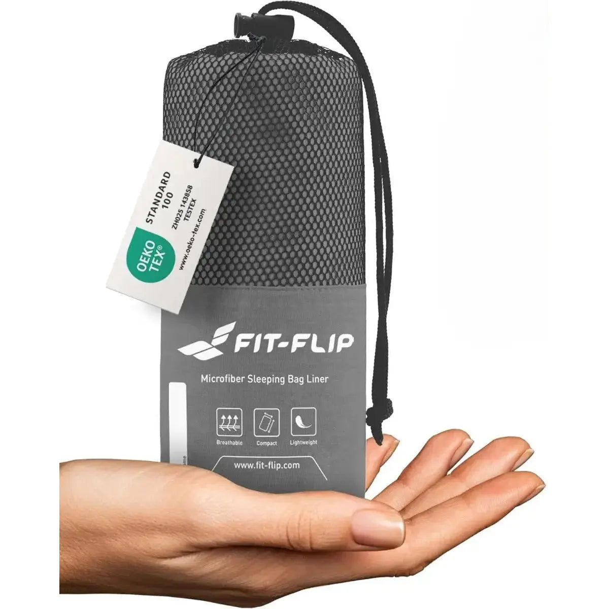 Hüttenschlafsack Mikrofaser ultraleicht mit Kissenfach 90x220cm Grau von guteszeug.ch