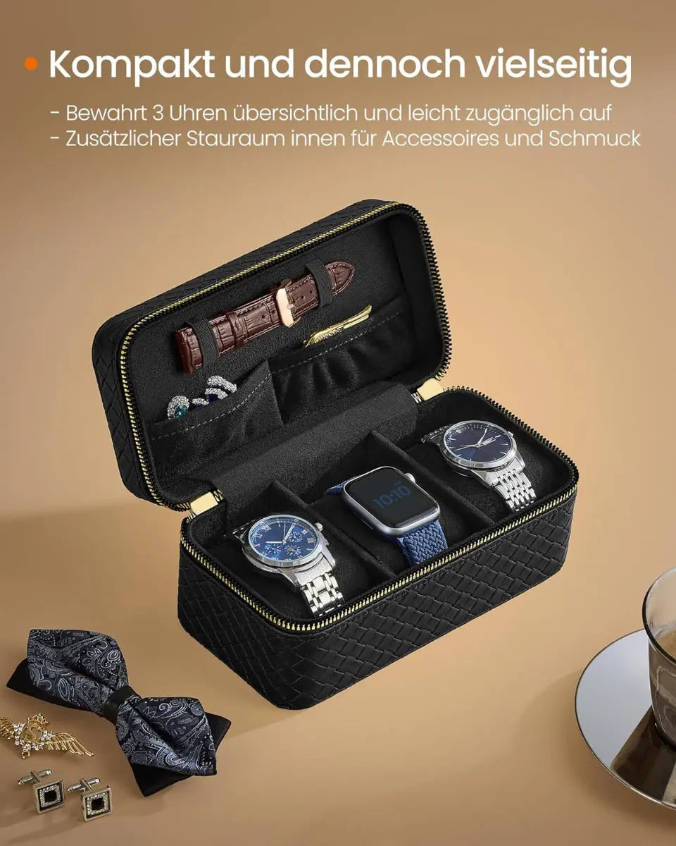 Uhren Aufbewahrung Box für 3 Uhren Schwarz von Songmics