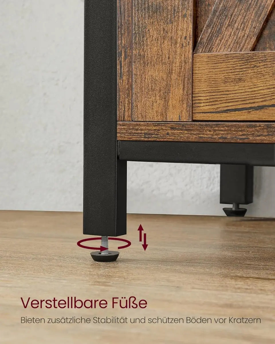 Sideboard Landhausstil Schiebetüren Verstellbare Ablagen Vintagebraun von Songmics