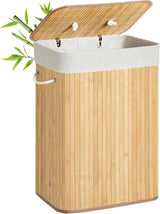 Wäschekorb Wäschesammler mit Deckel Bambus 72l von Songmics