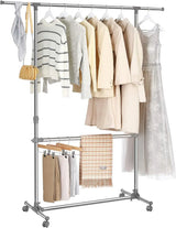 Kleiderständer Höhenverstellbar Edelstahl Rollen Silber von Songmics