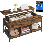 Couchtisch 120x60 cm Liftplatte Stauraum Vintagebraun von Songmics