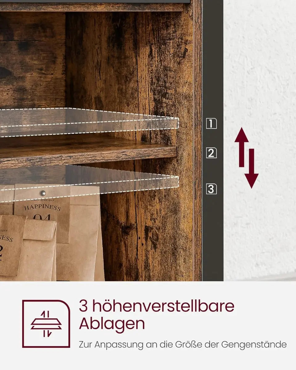 Sideboard Landhausstil Schiebetüren Verstellbare Ablagen Vintagebraun von Songmics