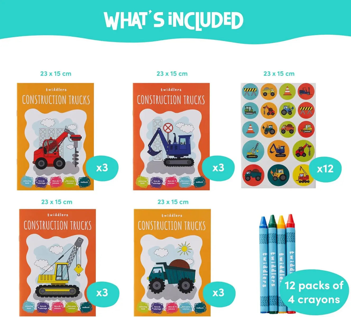 Malbuch Mini Truck Designs 12 Stück von Twiddlers