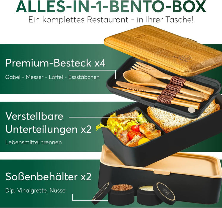 Bento Box Original L Black & Bamboo von Umami