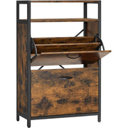 Schuhschrank 2 Klappen 60x30x95 cm Industrial Braun von Songmics