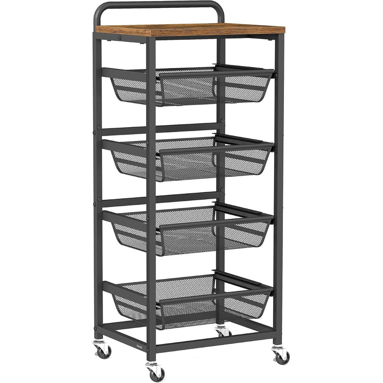 Küchenwagen 5 Ebenen 40x31,7x95 cm Rustikalbraun von Songmics