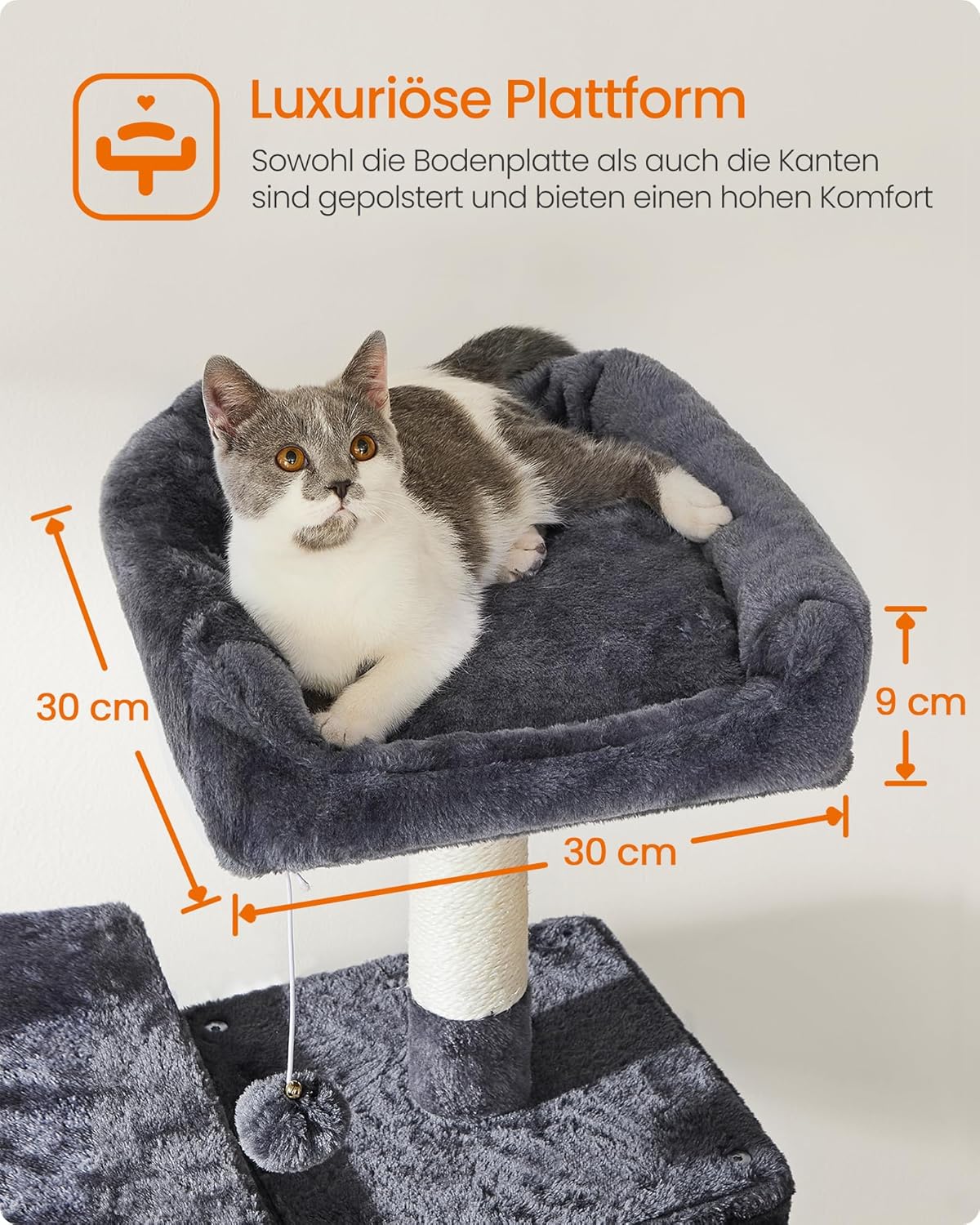 Kratzbaum XXL 164 cm Katzenbaum Rauchgrau von Songmics