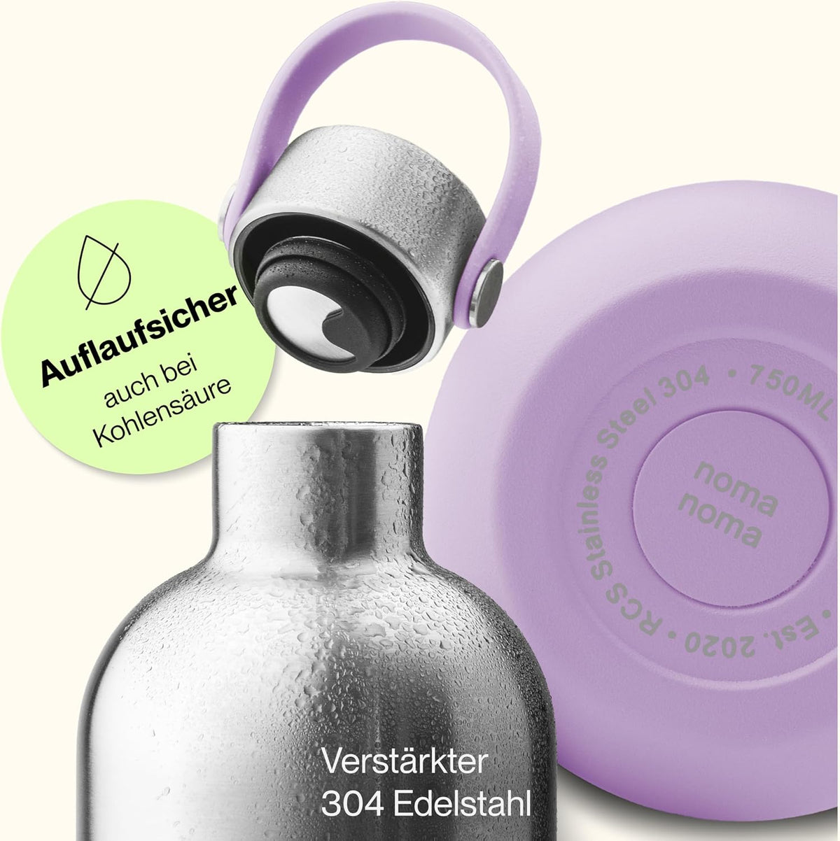 Trinkflasche Edelstahl auslaufsicher 500ml Lavender Purple von guteszeug.ch