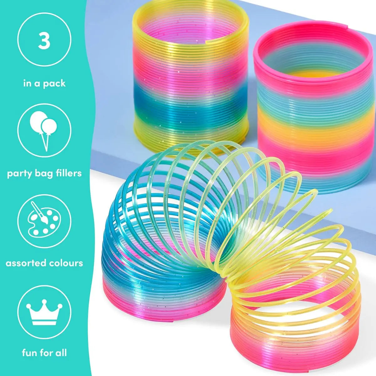 Springfeder Rainbow Spirals Slinky Toy 3 Stück von Twiddlers