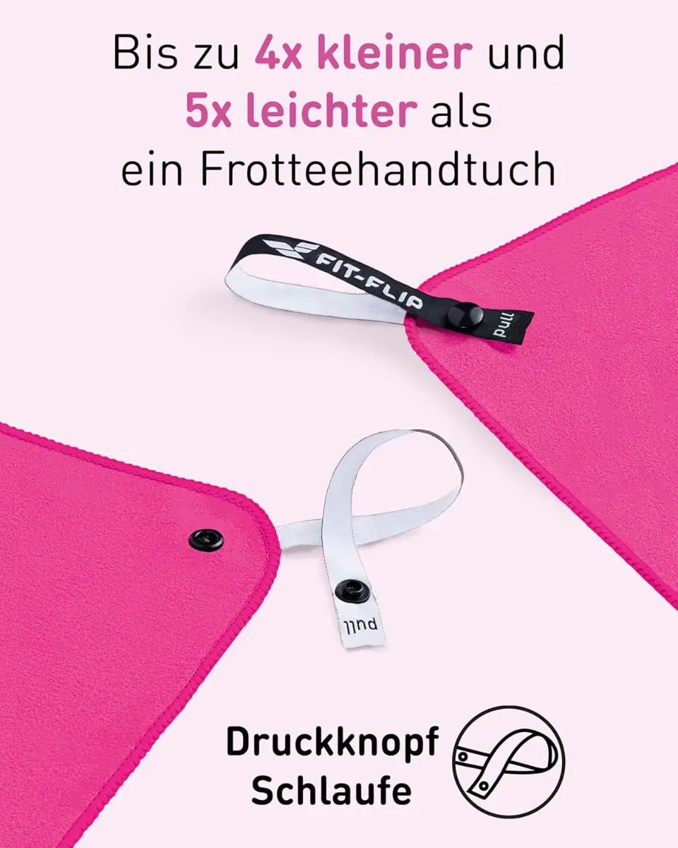 Mikrofaser Handtuch schnelltrocknend mit Tasche 40x80cm Pink von Fit-Flip