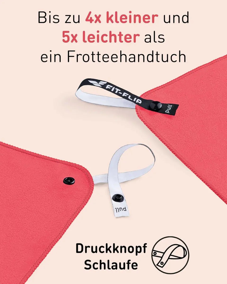 Mikrofaser Handtuch schnelltrocknend mit Tasche 100x200cm Koralle von Fit-Flip