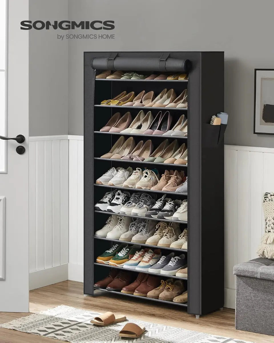 Schuhregal mit 9 Ebenen Schwarz, 85 x 28 x 162 cm von Songmics