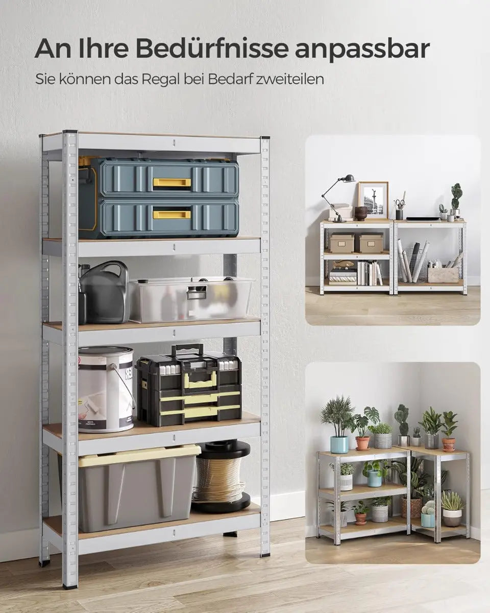 Schwerlastregal mit Stahlgestell, bis 650 kg, silbern von Songmics