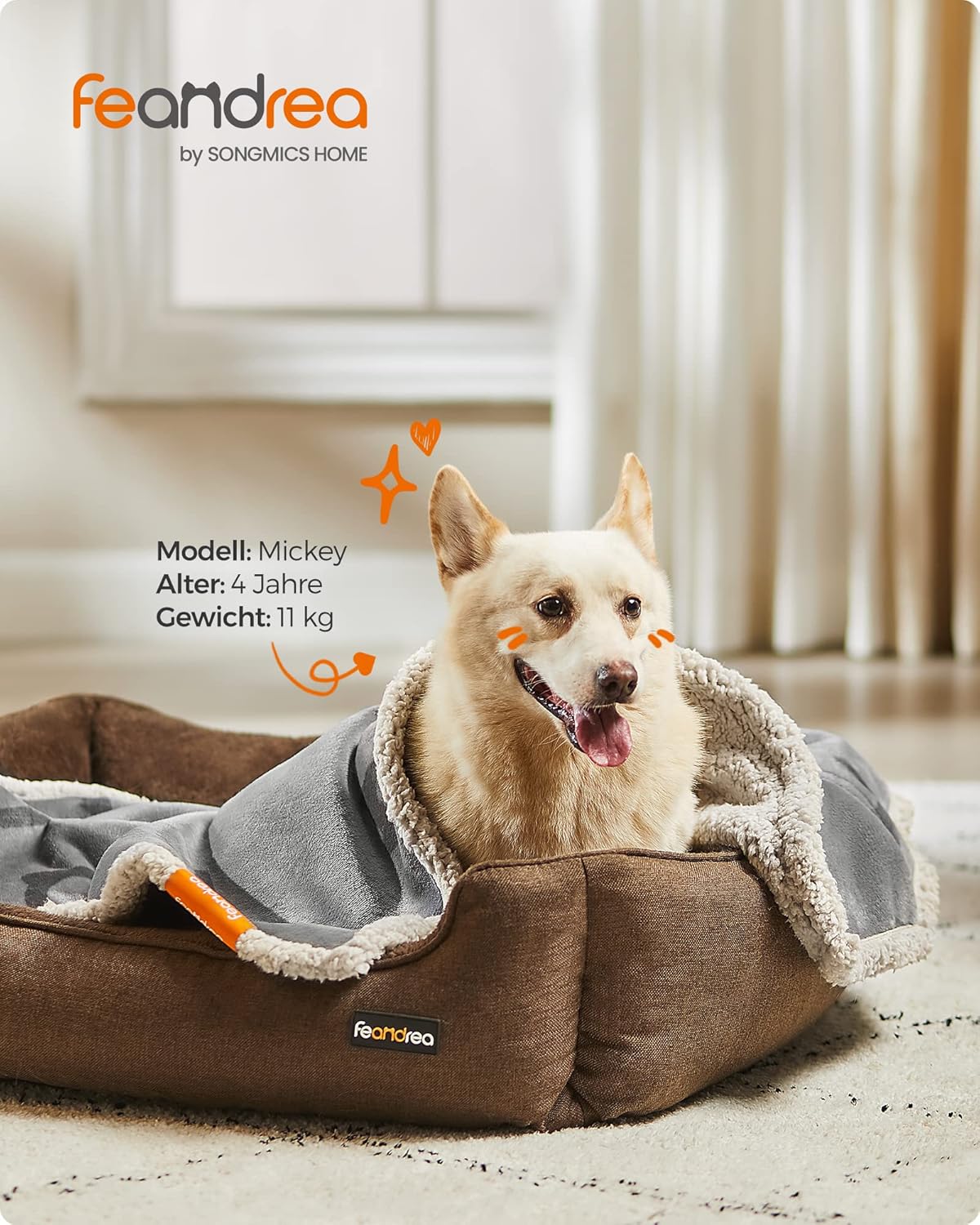 Wasserdichte Hundedecke Fleece klein 101x73cm grau waschbar von Songmics