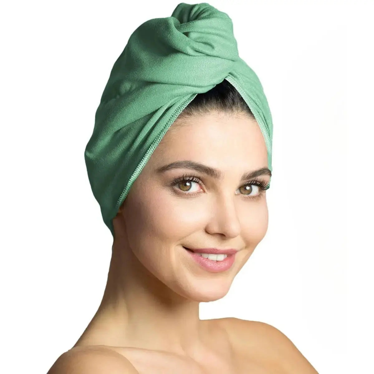 Haarturban Mikrofaser mit Knopf schnelltrocknend Mint von guteszeug.ch