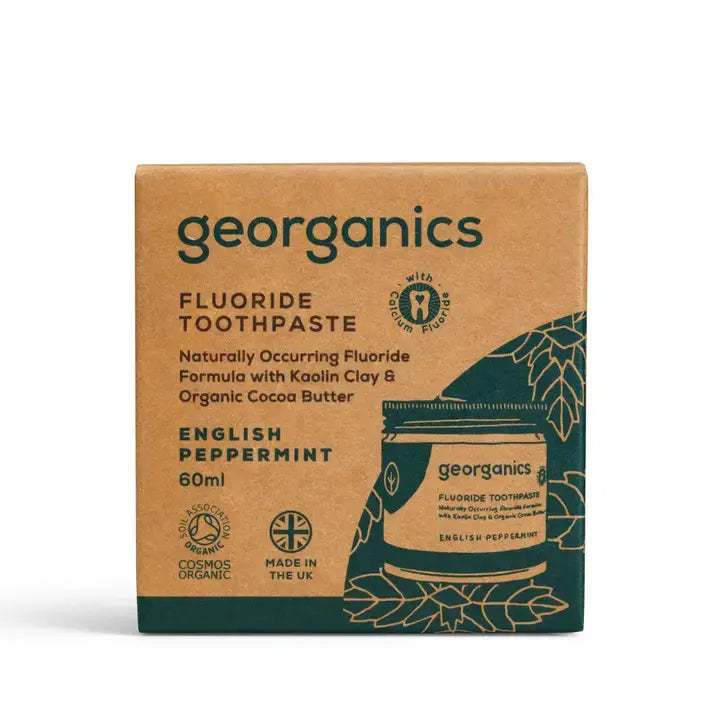 Zahnpasta im Glas mit Fluorid Pfefferminze 60ml von Georganics