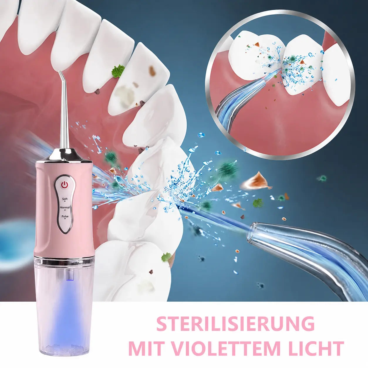 Elektrische Munddusche mit 4 Aufsätzen von Paloma Beauties